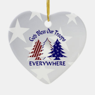 Patriotic Christmas Trees /  Military Prayer Ceramic Tree Decoration