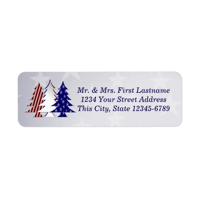 Patriotic Christmas Trees Return Address Label (Front)