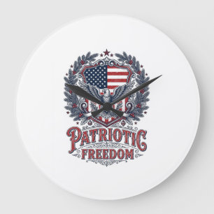 Patriotic Christmas Vector Graphic Tee Large Clock