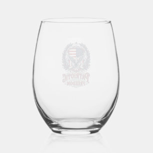 Patriotic Christmas Vector Graphic Tee Stemless Wine Glass