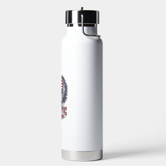 Patriotic Christmas Vector Graphic Tee Water Bottle (Left)