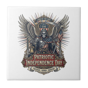 Patriotic Chrome Reaper Dark Patriot Skeleton & Re Ceramic Tile