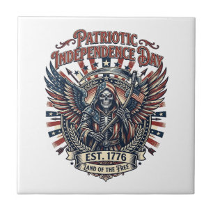 Patriotic Chrome Reaper Dark Patriot Skeleton & Re Ceramic Tile