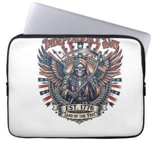 Patriotic Chrome Reaper Dark Patriot Skeleton & Re Laptop Sleeve