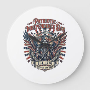 Patriotic Chrome Reaper Dark Patriot Skeleton & Re Large Clock