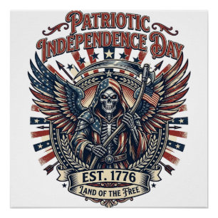 Patriotic Chrome Reaper Dark Patriot Skeleton & Re Poster