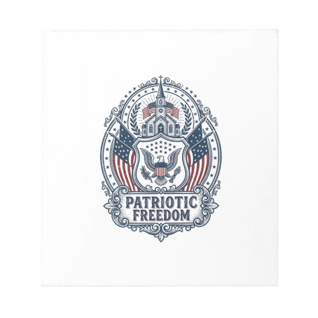 Patriotic Church Camp Vector Graphic Tee Notepad (Front)