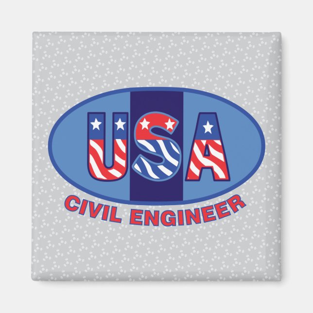 Patriotic Civil Engineer Magnet (Front)