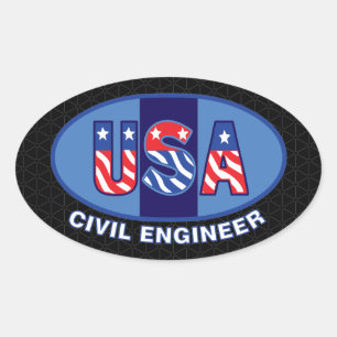 Patriotic Civil Engineer Oval Sticker