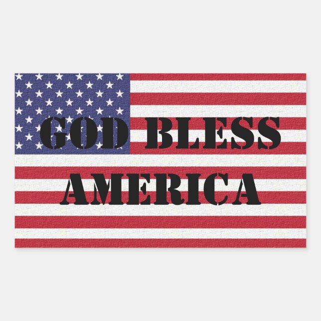 Patriotic Classic and powerful God Bless America Rectangular Sticker (Front)