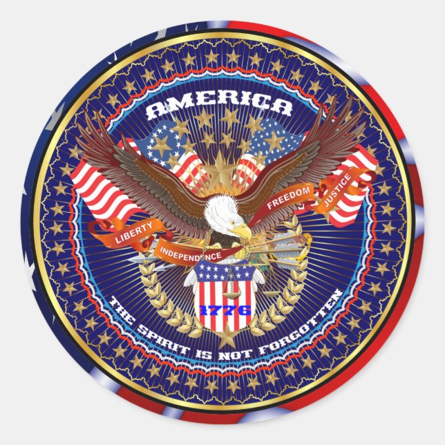 Patriotic Classic Round Sticker (Front)