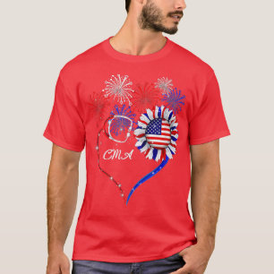 Patriotic CMA 4th Of July American Flag Sunflower T-Shirt