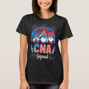 Patriotic Cna Squad July 4th Leopard Rainbow Gnomi T-Shirt