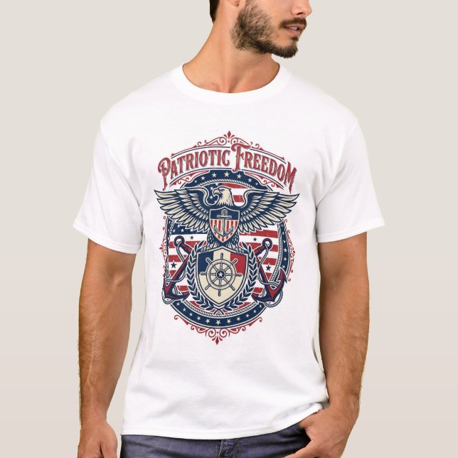 Patriotic Coastal Preppy Vector Graphic Tee (Front)