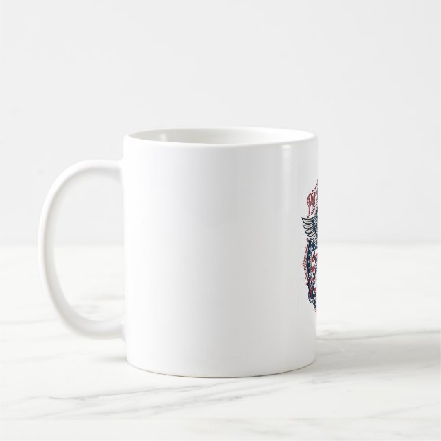 Patriotic Coastal Preppy Vector Graphic Tee Coffee Mug (Left)