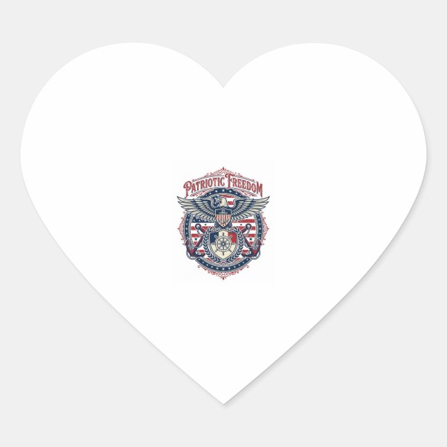 Patriotic Coastal Preppy Vector Graphic Tee Heart Sticker (Front)