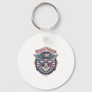 Patriotic Coastal Preppy Vector Graphic Tee Key Ring
