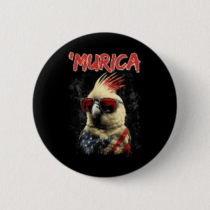 Patriotic Cockatiel Bird 4th Of July American Flag 6 Cm Round Badge