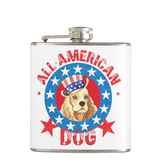 Patriotic Cocker Hip Flask (Front)
