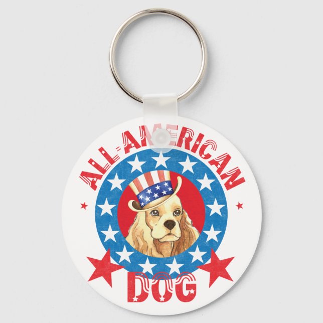 Patriotic Cocker Key Ring (Front)