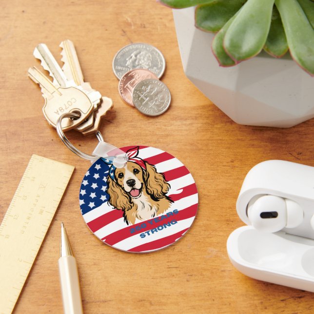 Patriotic Cocker Spaniel Key Ring (Desk)