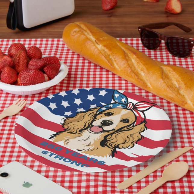 Patriotic Cocker Spaniel Paper Plate (Picnic)