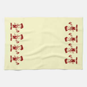 Patriotic Colonial Cartoon Yellow Kitchen Towels
