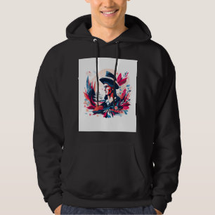 Patriotic Colonial Explorer Illustration   Vintage Hoodie