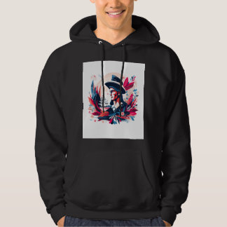Patriotic Colonial Explorer Illustration | Vintage Hoodie