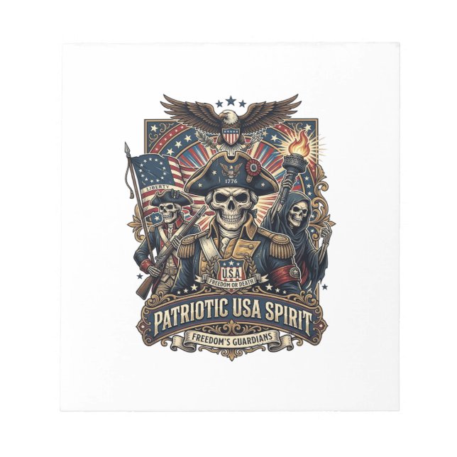 Patriotic Colonial Skull Commander Dark Patriot Sk Notepad (Front)