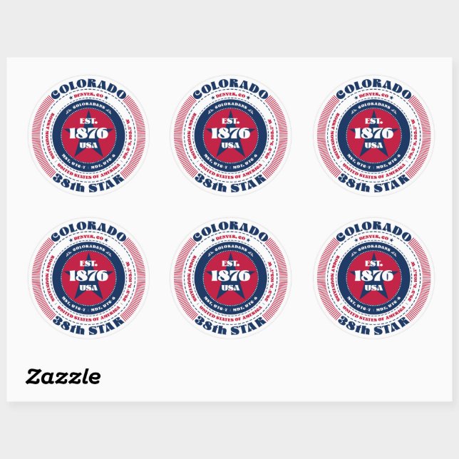 Patriotic Colorado Circle Design Sticker (Sheet)