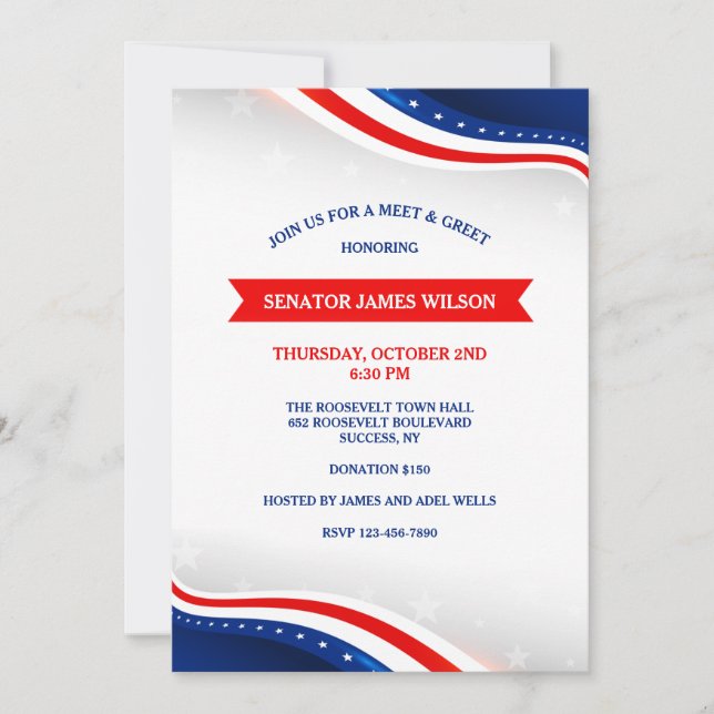 Patriotic Colours Fundraising Invitations (Front)