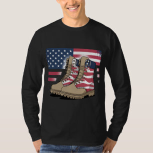 Patriotic Combat Boots American Flag T-Shirt 