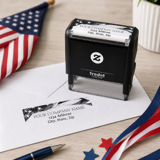 PATRIOTIC Company Name USA American Flag Self-inking Stamp