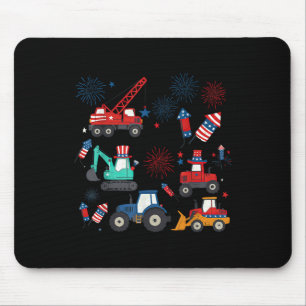 Patriotic Construction Trucks 4th Of July American Mouse Pad