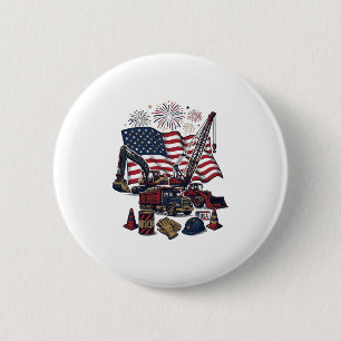Patriotic Construction USA Vintage 6 Cm Round Badge
