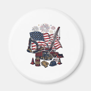 Patriotic Construction USA Vintage Magnet