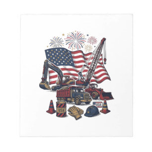 Patriotic Construction USA Vintage Notepad