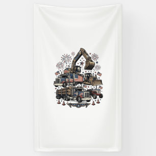 Patriotic Construction Vehicles Vintage Shirt Desi Banner