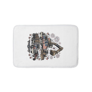 Patriotic Construction Vehicles Vintage Shirt Desi Bath Mat