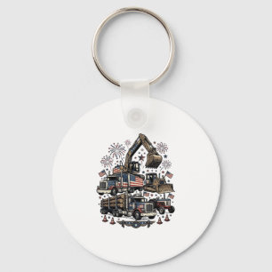 Patriotic Construction Vehicles Vintage Shirt Desi Key Ring