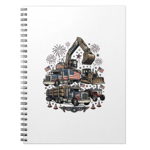 Patriotic Construction Vehicles Vintage Shirt Desi Notebook