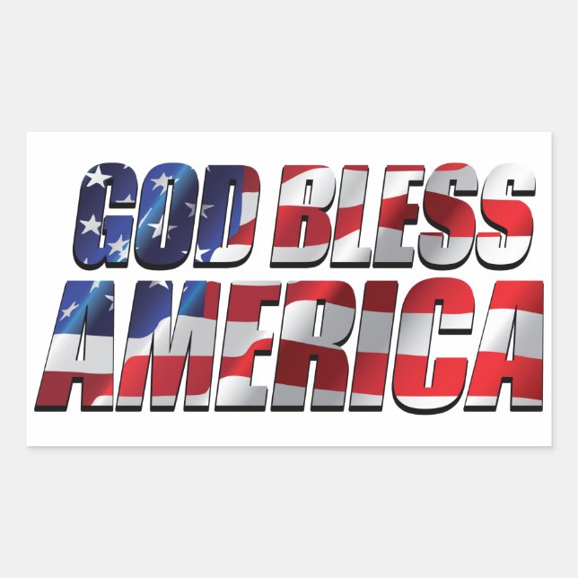 Patriotic Cool and Awesome God Bless America Rectangular Sticker (Front)