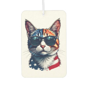 Patriotic Cool Cat Wearing Sunglasses  Car Air Freshener