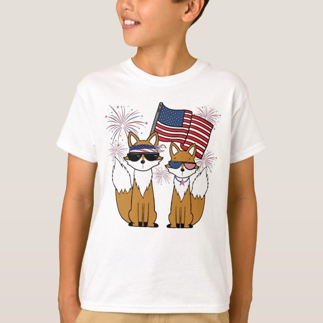Patriotic Cool Foxes T-Shirt (Front)