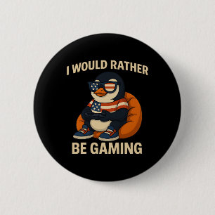 Patriotic Cool Funny American Penguin Gamer Video 6 Cm Round Badge
