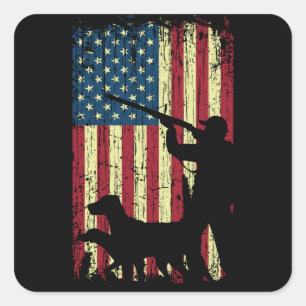 Patriotic Coon Hunting Dogs American Flag Square Sticker