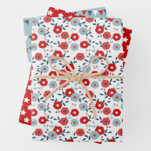 Patriotic Coordinating Print Wrapping Paper Sheets
