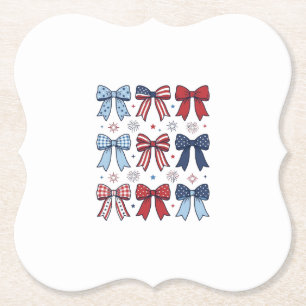 Patriotic Coquette Bows Vintage Vector Design_1 Paper Coaster