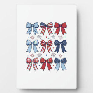 Patriotic Coquette Bows Vintage Vector Design_1 Plaque